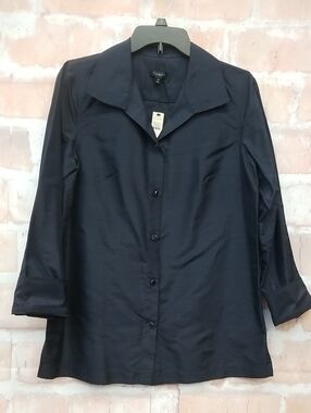 NWT Talbots Dark Navy Button-Down Women's Shirt Size 10